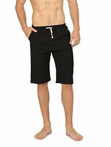 Wulful hombre Casual Calce Clásico Pantalones Cortos Pantalones Cortos De  Lino Con Cordón, Negro, Pequeño | eBay