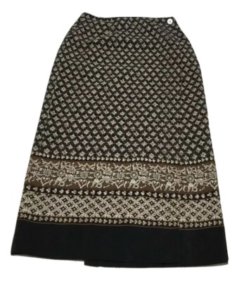 HARRIS/WALLACE Women s Size 8 Wrap Print Polyester Below Knee Skirt USA MADE
