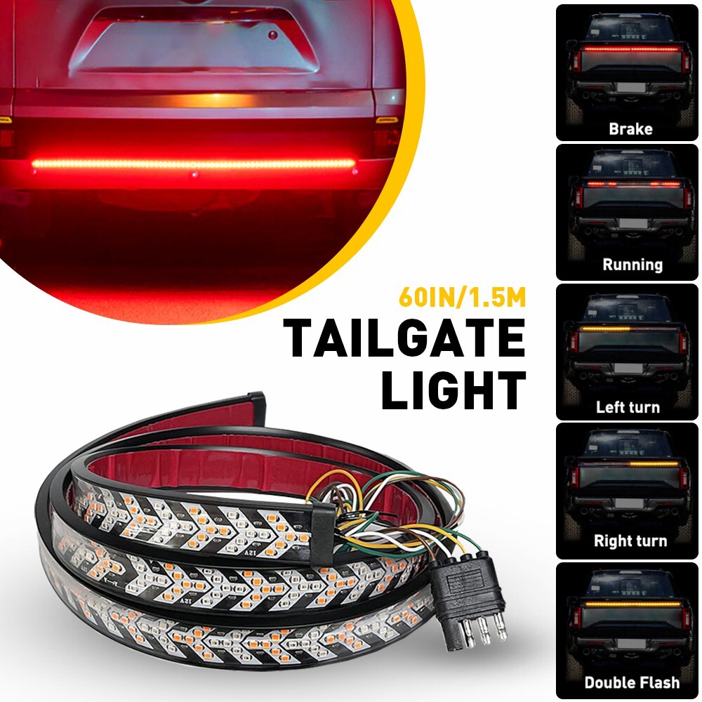 3-Function Truck Strip 60 Inch Tailgate Light Bar Flowing Turn Signal Brake Lamp