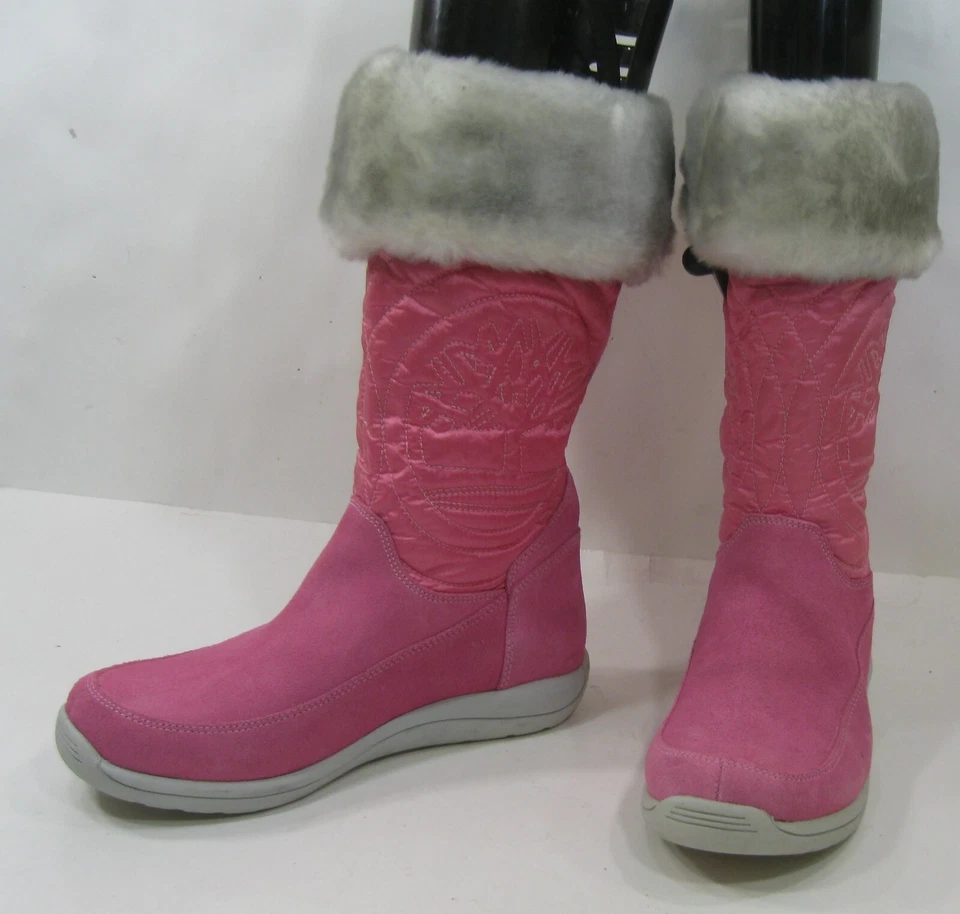 Nuevo ROSA Timberland Gamuza Pull Up Botas Niña Talla 13 C Foto 3 de 4