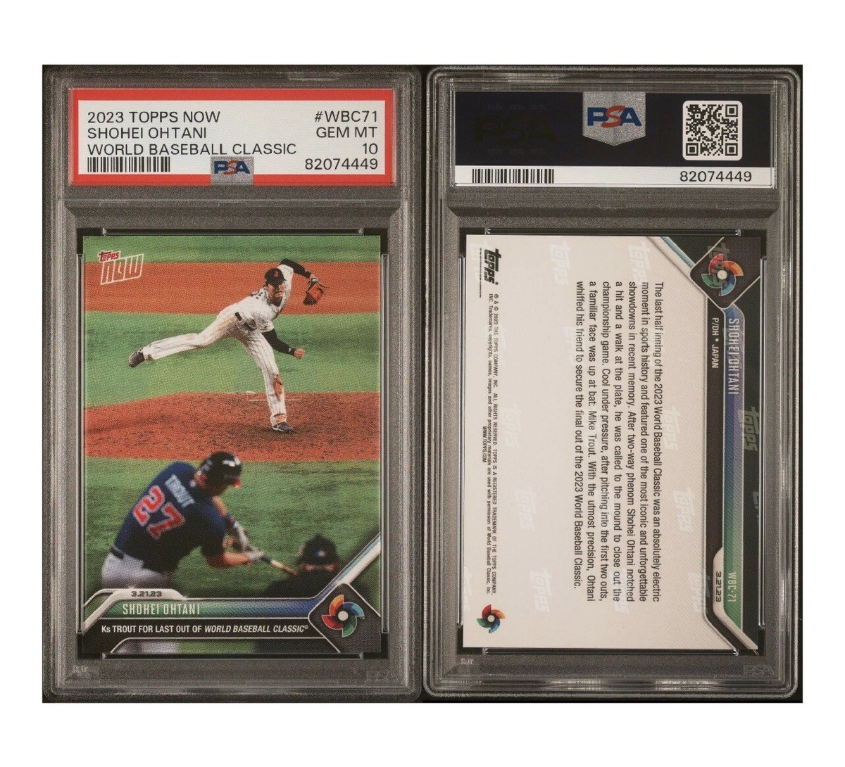 2023 Topps Now Shohei Ohtani Mike Trout #WBC71 PSA 10 World