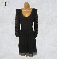 Derek Lam Black Long Sleeve Silk & Lace Dress UK 10 US 6 EU 38