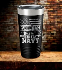 Veteran United States Navy Laser Engraved Stainless Steel Tumbler Travel Mug Cup