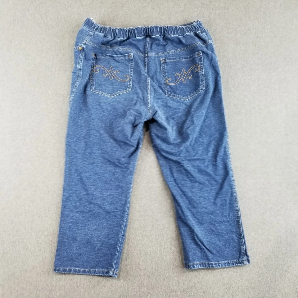 Pantalones de mezclilla Jaclyn Smith para mujer talla extra grande lavado oscuro cintura elástica bonitos Foto 4 de 4