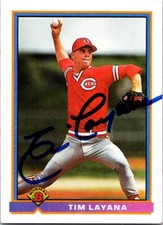 Tim Layana autographed Baseball Card (Cincinnati Reds) 1991 Bowman #689