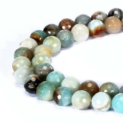 Multi Amazonite Faceted Round Beads 4mm 6mm 8mm 10mm 12mm 14mm 16mm 15.5'' Strand