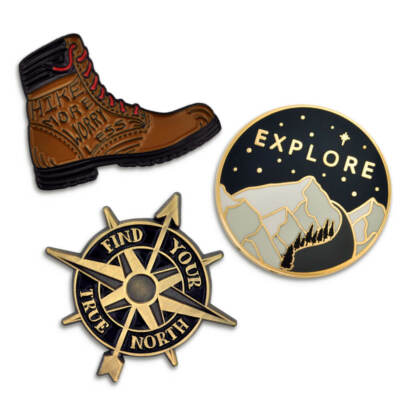 PinMart's Hike More Worry Less Outdoor Nature Lover Hiking Boot Enamel ...