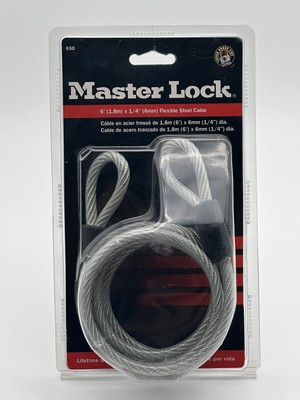 Master Lock 6 (1.8m)  x 1/4 (6mm) Flexible Steel Cable 65D - NEW 