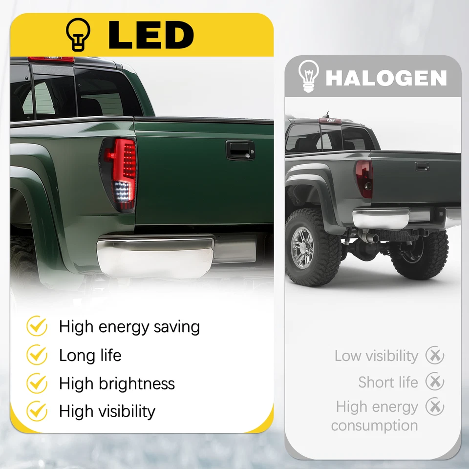 Black For 2004-2012 Chevy Colorado GMC Canyon LED Tube Tail Lights Brake Lamps - Image 3 of 4