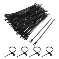 200Pcs Cable Zip Ties with Screw Holes 6 Inch Nylon 88 lbs, Black