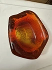 Vintage Don Shepherd Pre-Blenko Bear Claw Amberina Blown Glass Bowl/Ashtray. 22