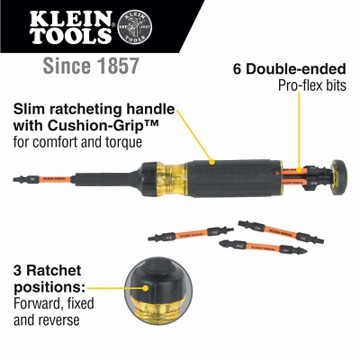 Klein Tools 32313HD 13-in-1 Ratcheting Impact Rated Screwdriver | eBay