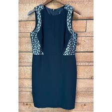 Ann Taylor Dress Womens Sleeveless Sheath Round Neck Back Zip Lined Black 8