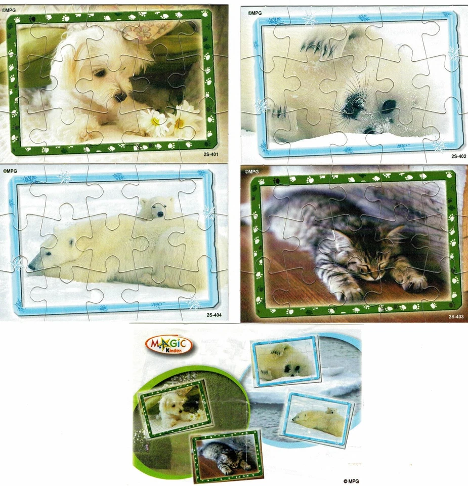 Serie Completo Puzzle Animales (2S-401-2S-404) + 4 cartina Kinder Joy Italy 2007 - Imagen 1 de 1
