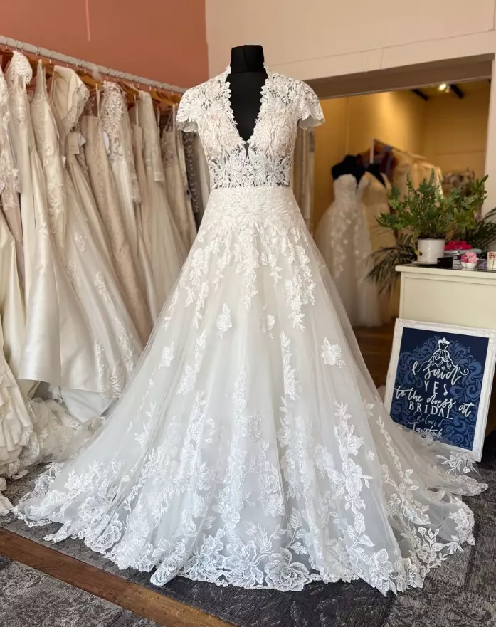 Fairy Wedding Dresses Lace Applique V Neck Short Sleeve White Ivory Bridal  Gown | eBay
