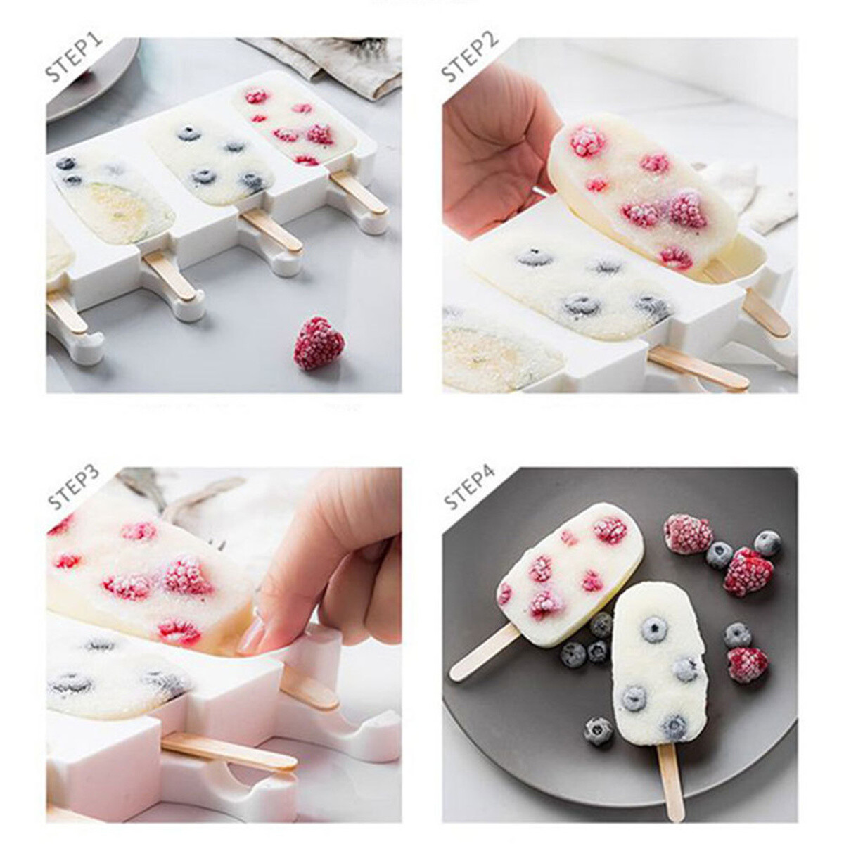 LARGE Ice Cream Cake Mold Ice Lolly Baking Frozen Mould Tray with 10pcs
