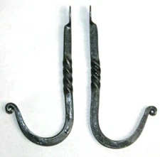 2 HAND FORGED 5" IRON Metal Vintage-BLACKSMITH HOOK Kitchen Rack Wall Key Hanger