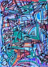 Modern Psychedelic Abstract Cubism Graffiti Art Painting Cartoon Illustration