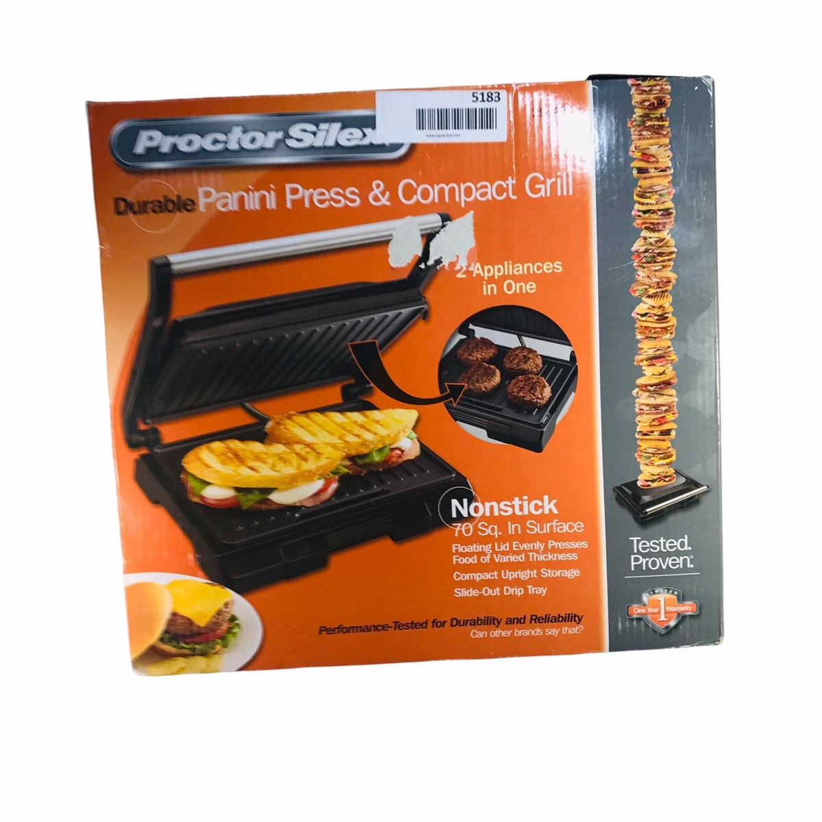 Proctor Silex Durable Panini Press & Compact Grill