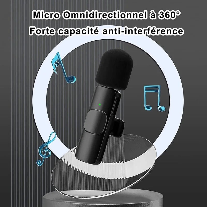 Microphone sans fil réduction de bruit active pour smartphone
