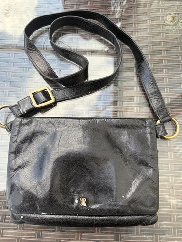 HOBO Winn Black Polished Leather Crossbody Bag