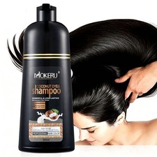 Mokeru Coconut Dye Shampoo Long Lasting Hair Colour (Natural black), 500 ml
