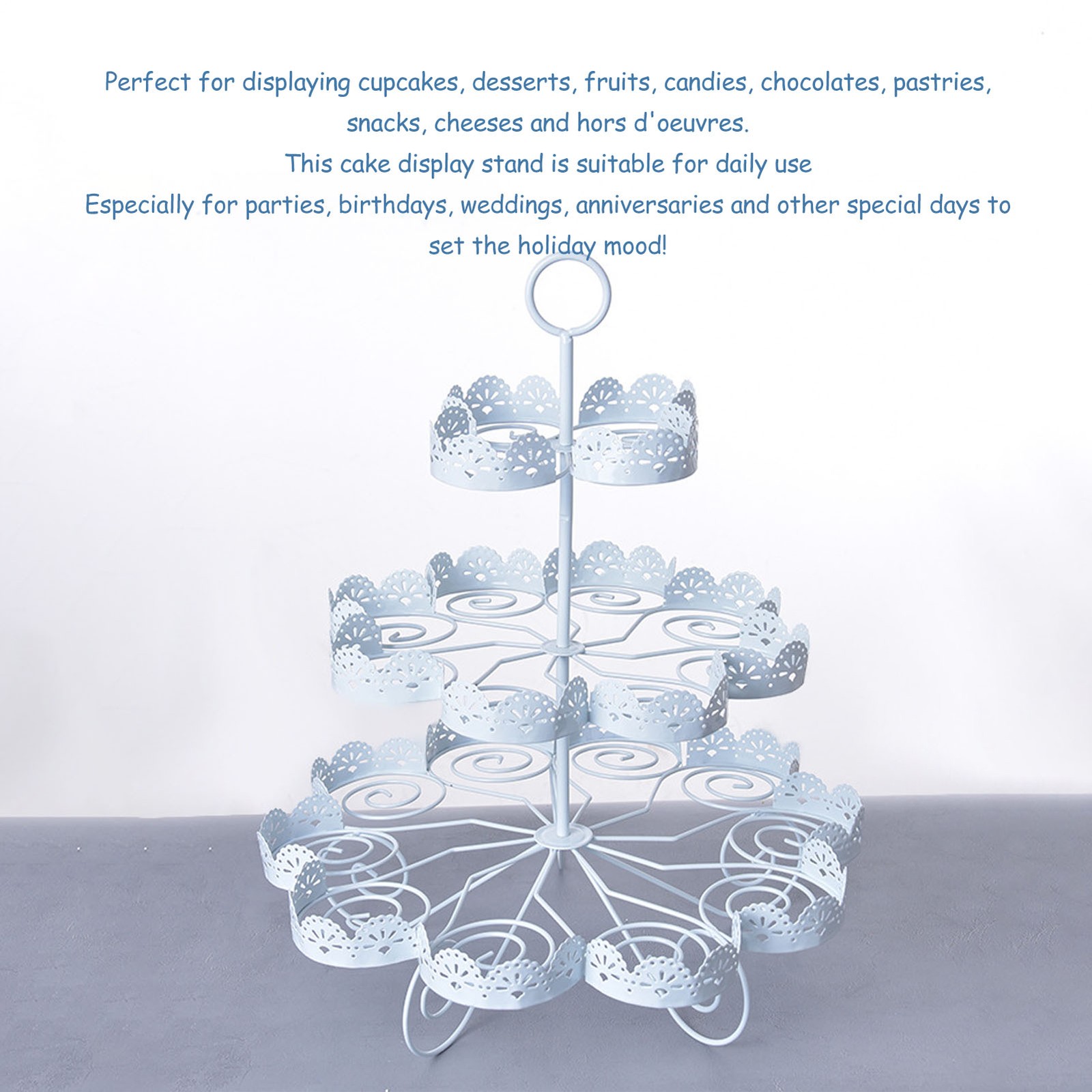 Cupcake Stand For 24 Cupcakes Durable Iron 3 Tier Pastry Serving Display Stand F