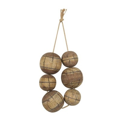 Deco 79 Wood Buoy Handmade Home Wall Decor Distressed Striped 6 Strung Wall S...