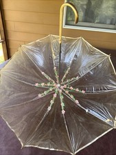 VTG Umbrella Clear Vinyl With Floral Accents 30