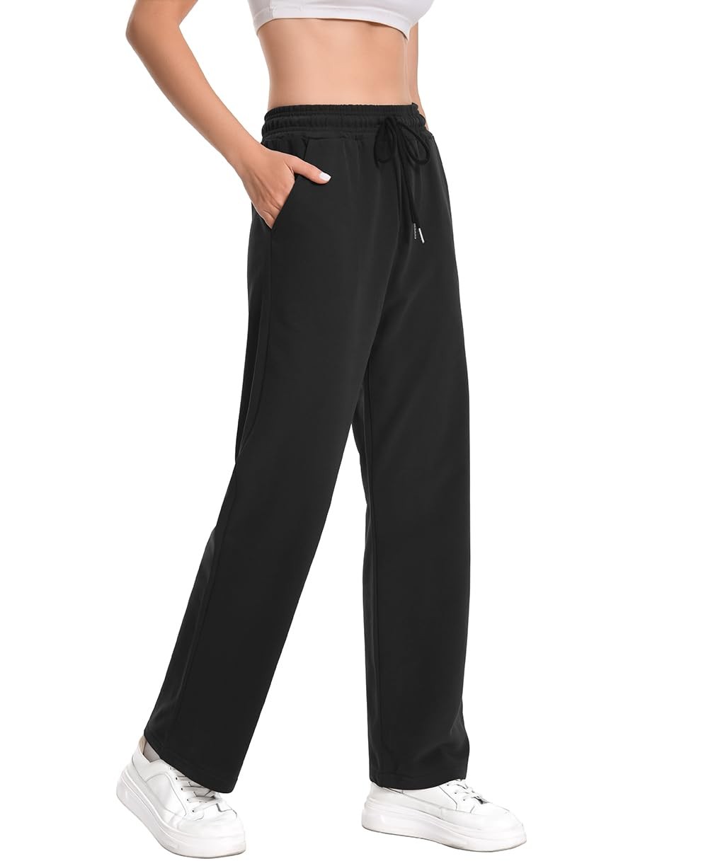 Open Bottom High Waisted Drawstring Sweatpants Wo… - image 1