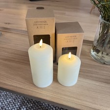 2 LED Kerzen Wachskerzen von Depot 7,5cm Durchmesser 10 15cm hoch Creme Weiß NEU