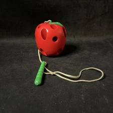 Vintage Rare VHTF  Kid Classics Wooden Threading Apple And Worm Baby Einstein