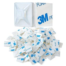 XHF 100 PCS 1.1" White Self Adhesive Cable Zip Tie Mounts 1.1"-100pcs, 