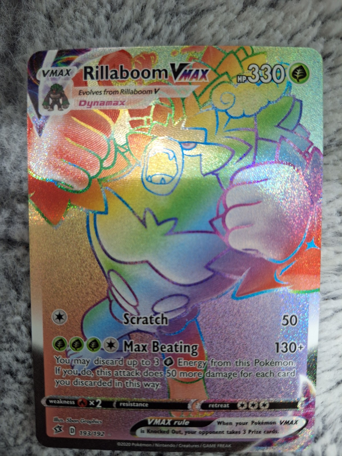 The Pokémon Company Rillaboom VMAX 193/192 SWSH02 Rebel Clash Secret Rare Holo