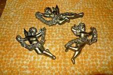 Vintage Syroco Cherubs Wall Decor # 3081, Gold Painted Plastic Made in USA