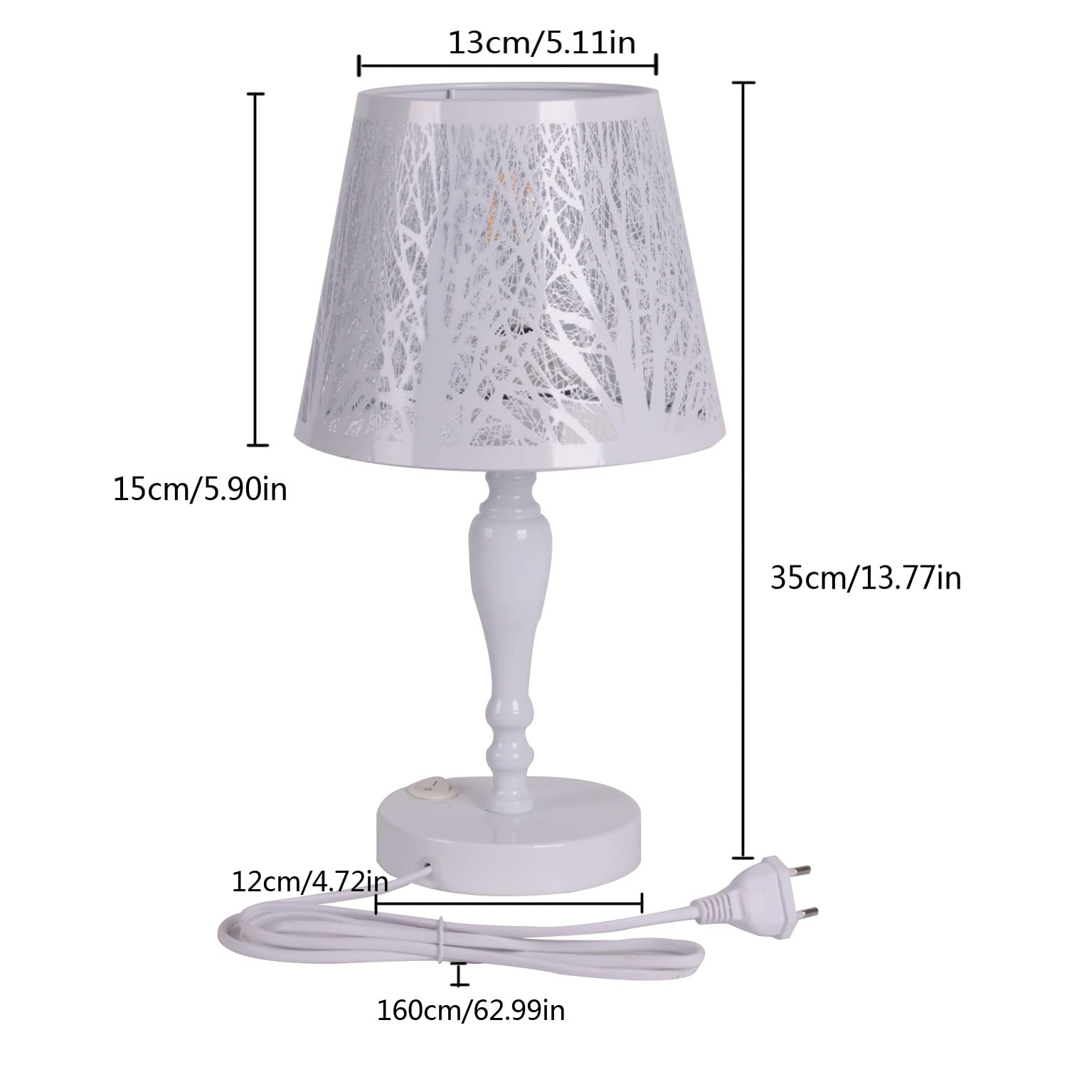 Lampe de table industrielle blanche E27 en metal pour bureau rustique - 4