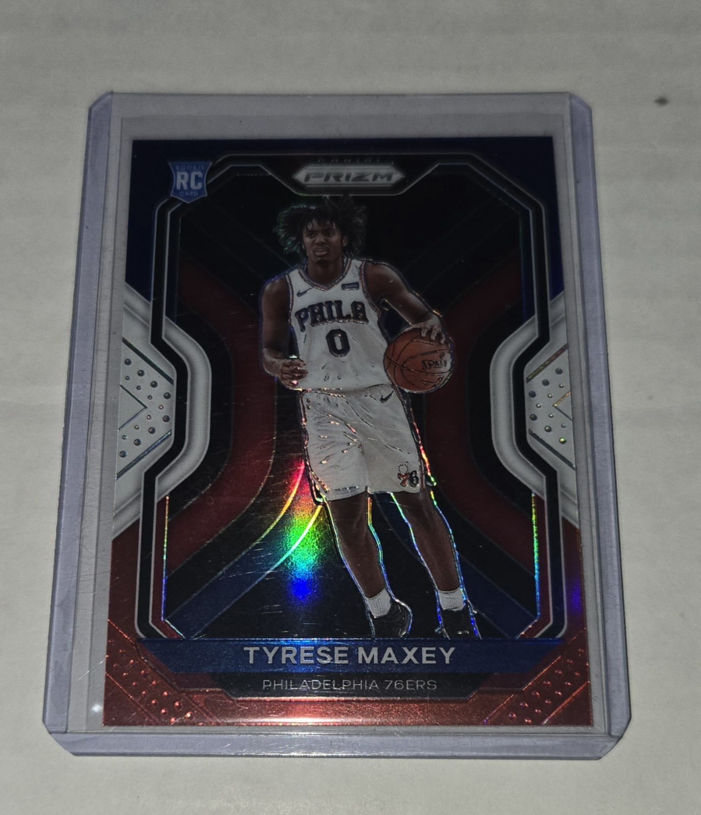 2020-21 Panini Prizm Tyrese Maxey RC Red, White and Blue Prizm #256 76ers