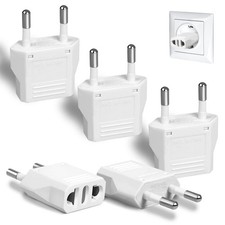 6 Pack US to Europe Plug Adapter - Type C European Travel Adapter, 6, white