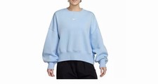 Nike Women s Oversized Crewneck Cotton Sweatshirt in Sail/Sky Blue