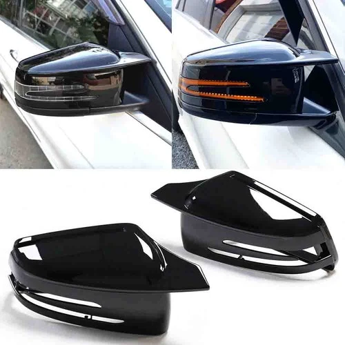Glossy Black Wing Mirror Cover Caps for Benz W204 W176 W212 C117 C218 C63 X156