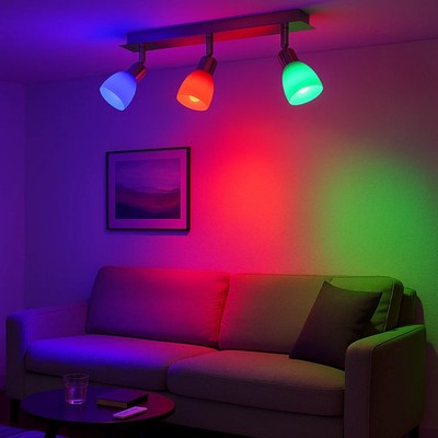 Farbwechsel 3 Arm LED Decken Strahler mit Fernbedienung für Wohnzimmer Schlafzimmer Zimmer