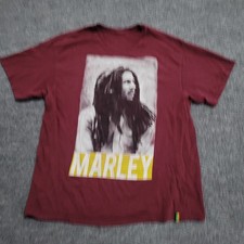 Bob Marley T-Shirt Mens Size XL Maroon Graphic Reggae Music Short Sleeve Tee