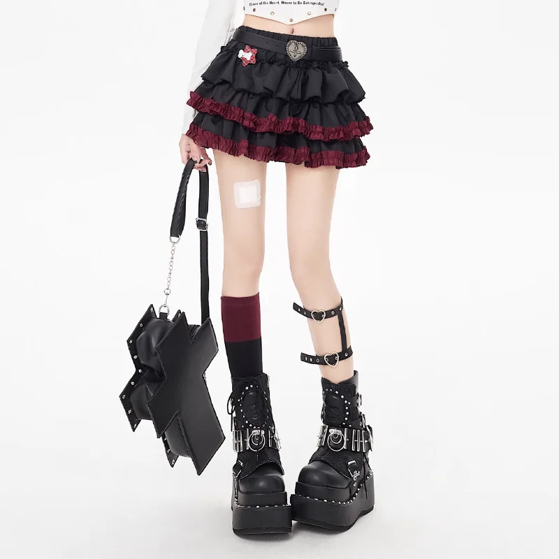 Mini Skirts Summer Women Black Y2k Gothic A-Line Pleated Skirt Harajuku Vintage