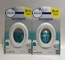  2 Febreze Small Spaces-BATHROOM ODOR FIGHTER Citrus Breeze Scent Air Freshener
