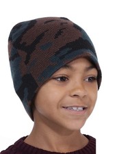 RJM Boys Kids Camo Design Warm Beanie Hat Green 11-13