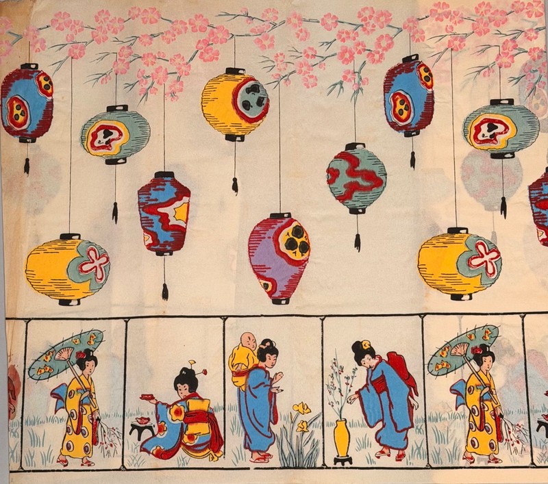 1920's Vintage Crepe Paper, Cherry Blossoms