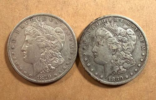 1879S & 1880S Morgan Silver Dollars VF