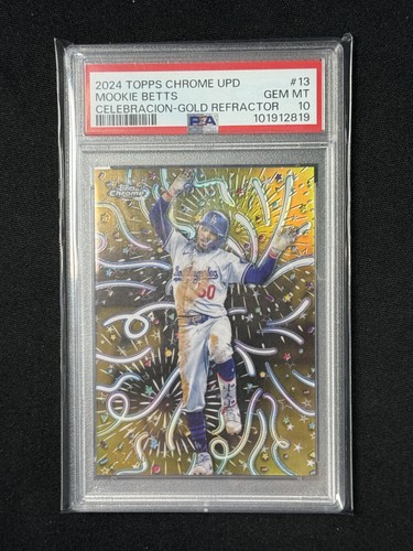 Mookie Betts 2024 Topps Chrome Celebración Gold /50 PSA 10 Dodgers