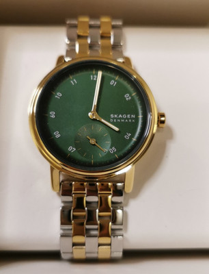 Elegante Damenuhr Skagen Kuppel Lille SKW3122 Quarzuhr Gold Silber Grün neu