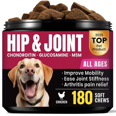 Glucosamine for Dogs - Hip and Joint Supplement Chews for Senior & Large Bree...